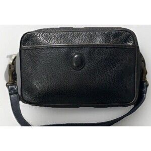 Vintage Mark Cross Black Pebbled Italian Leather Crossbody Bag